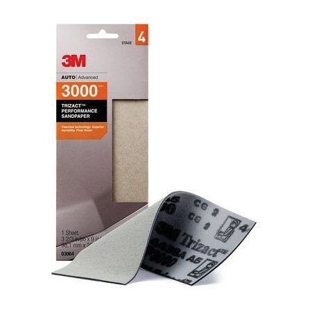 3M 3M Trizact Performance Sandpaper, 03064, 3-2/3 in x 9 in, 3000 grit 7100135669